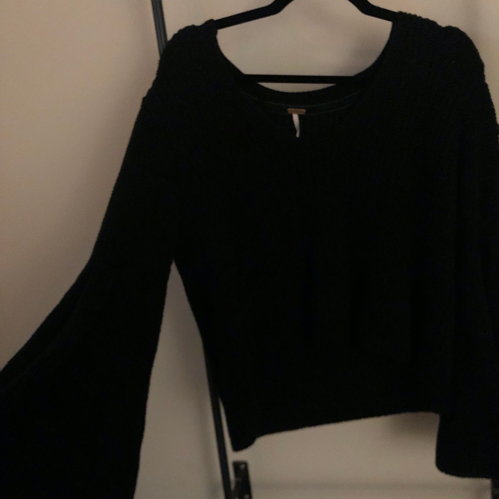 Long Sleeve Crop Sweater with Bell Sleeves